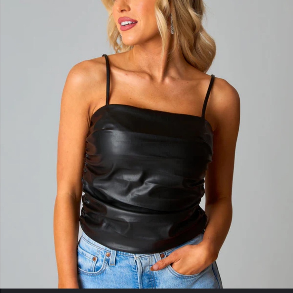 WAYF Vegan Faux Leather Crop Top